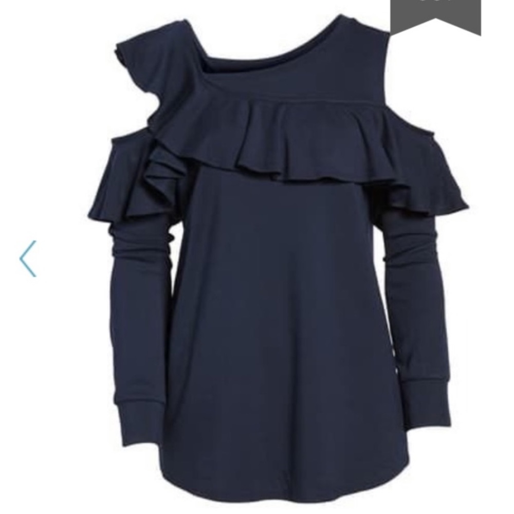 HALOGEN Cold Shoulder Ruffle Sweater - Picture 11 of 15